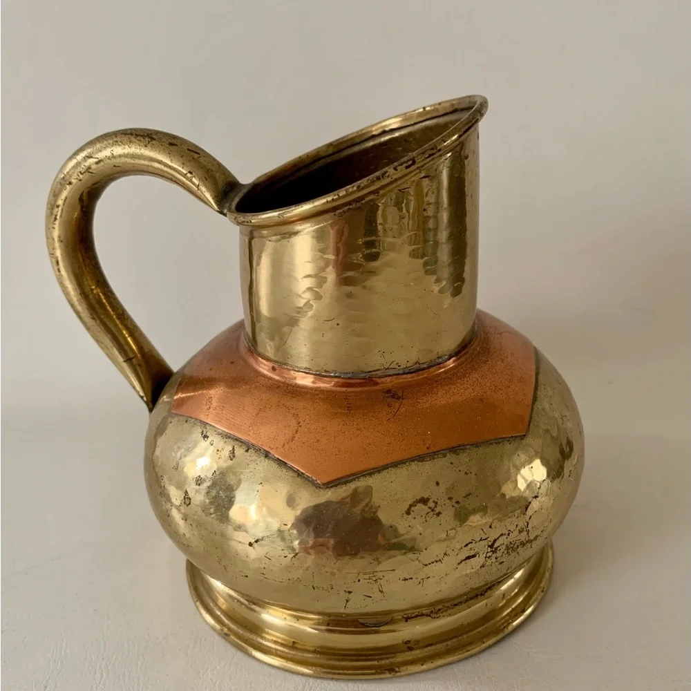 Vintage Copper & Brass Water Jug Pitcher Dinanderie Veritable Made in Belgium